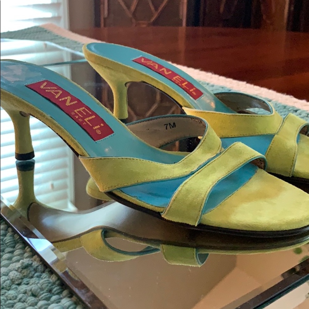Sexy green VANELI suade slip on heel...